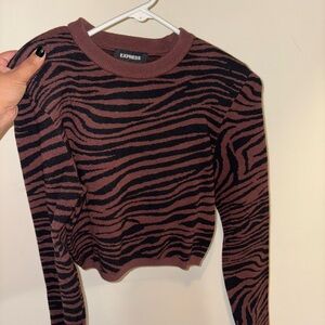 Express Women's Zebra Print Sweatshirt - Black and Brown